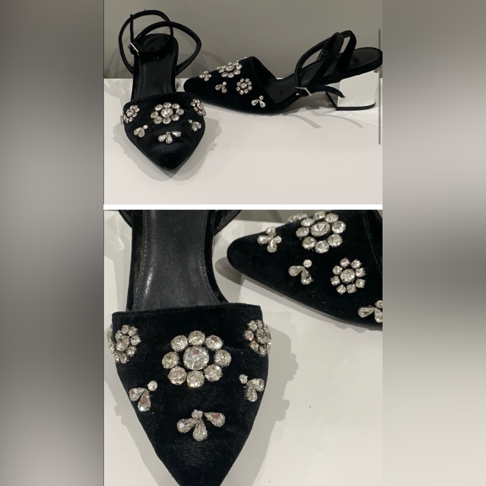 Rhinestone pointed flats.